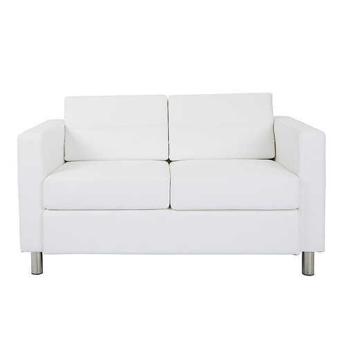 OSP Home Furnishings - Atlantic Loveseat with Dual Charging Station in Dillon Snow Fabric K/D - White