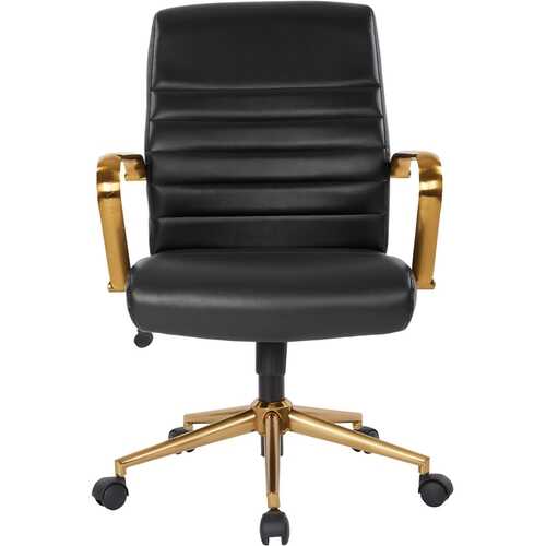 OSP Home Furnishings - Baldwin 5-Pointed Star Faux Leather Office Chair - Black
