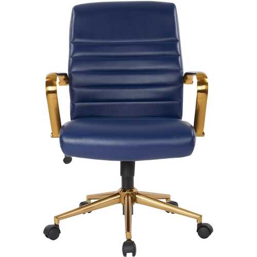 OSP Home Furnishings - Baldwin 5-Pointed Star Faux Leather Office Chair - Navy