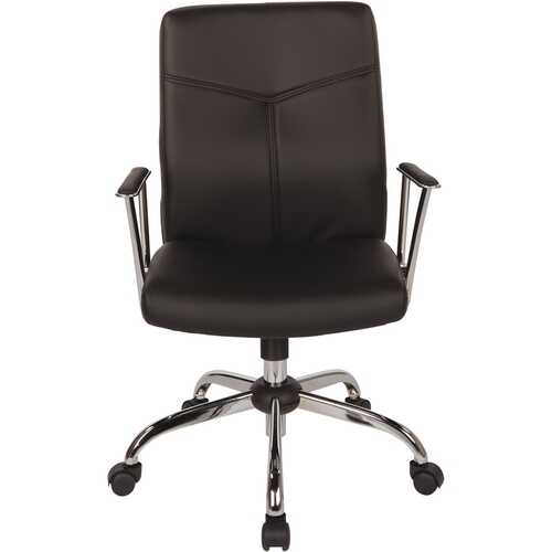 OSP Home Furnishings - FL Series 5-Pointed Star Faux Leather Office Chair - Black