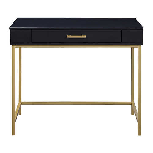 OSP Home Furnishings - Modern Life Desk in Finish With Gold Metal Legs - Black