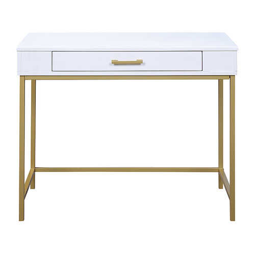 OSP Home Furnishings - Modern Life Desk in Finish With Gold Metal Legs - White