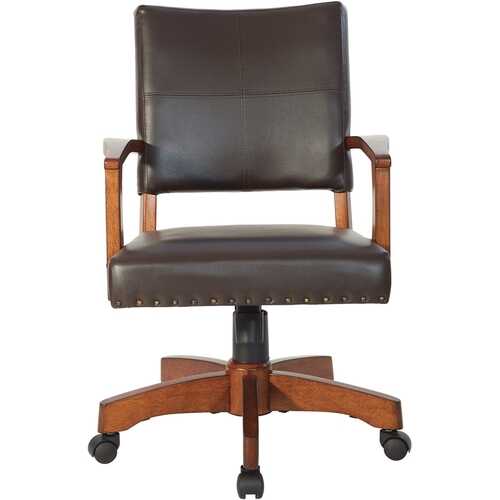 OSP Home Furnishings - Wood Bankers 5-Pointed Star Wood and Steel Office Chair - Espresso