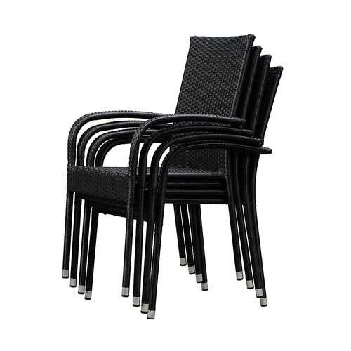 Rent To Own - Patio Sense - Morgan Outdoor Wicker Chairs (Set of 4) - Black