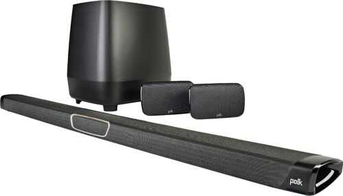 Polk Audio MagniFi Max SR Home Theater Surround Sound Bar for 4K & HD TVs, Wireless Subwoofer & Two Speakers Included - Black