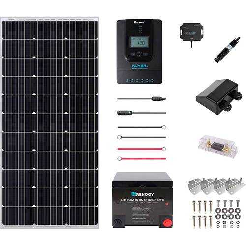 Renogy - Mountable Solar Panel Kit (100W Panel, 50ah Lithium Ion Battery & Accy's) - Black