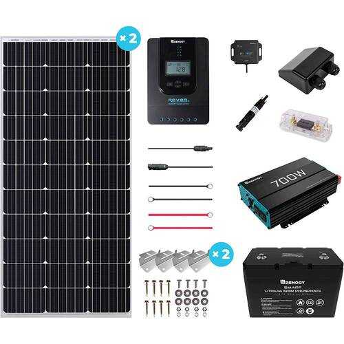 Renogy - Mountable Solar Panel Kit (Inverter, 100W Panel x2, 100ah Lithium Ion Battery & Accy's) - Black