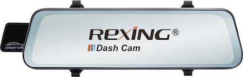 Rent to own Rexing - M1 1296P Mirror Front and Rear Dash Cam - Black