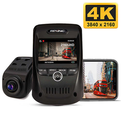 Rent to own Rexing - V1 Max Real 4K UHD Single Channel Wi-Fi Dash Camera - Black
