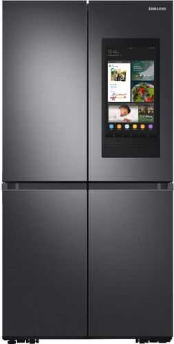 Samsung - 23 cu. ft. Smart Counter Depth 4-Door Flex™ Refrigerator with Family Hub™ & Beverage Center - Fingerprint Resistant Black Stainless Steel