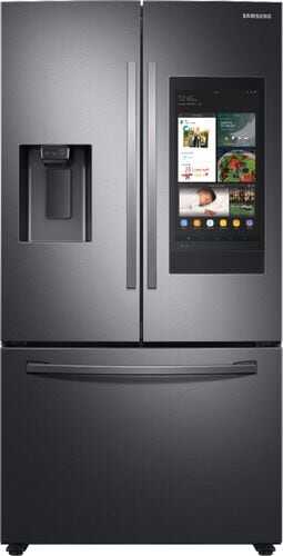 Samsung - 26.5 cu. ft. Large Capacity 3-Door French Door Refrigerator with Family Hub™ and External Water & Ice Dispenser - Fingerprint Resistant Black Stainless Steel