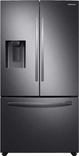 Samsung - 27 cu. ft. Large Capacity 3-Door French Door Refrigerator with External Water & Ice Dispenser - Fingerprint Resistant Black Stainless Steel