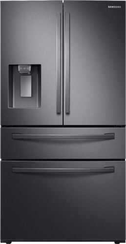 Samsung - 28  cu. ft. 4-Door French Door Refrigerator with FlexZone™ Drawer - Fingerprint Resistant Black Stainless Steel