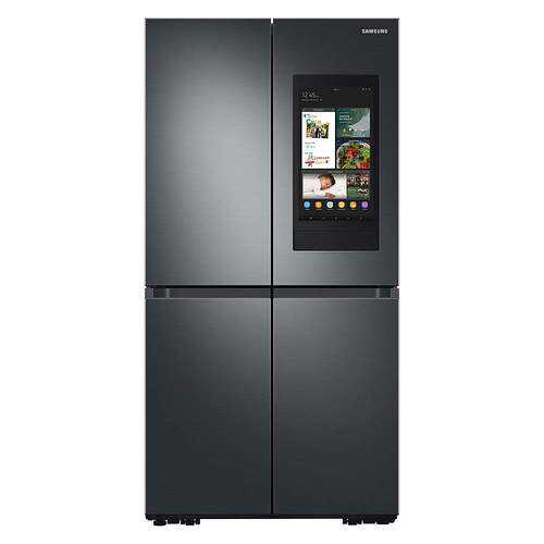 Samsung - 29 cu. ft. Smart 4-Door Flex™ refrigerator with Family Hub™ and Beverage Center - Fingerprint Resistant Black Stainless Steel