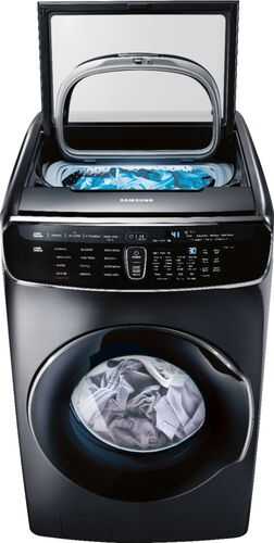 Samsung - 6.0 Cu. Ft. High Efficiency Smart Front Load Washer with Steam and FlexWash™ - Black stainless steel