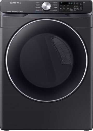 Samsung - 7.5 Cu. Ft. Stackable Smart Gas Dryer with Steam and Sensor Dry - Fingerprint Resistant Black Stainless Steel