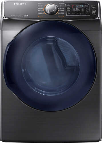 Rent To Own - Samsung - 7.5 Cu. Ft. 14-Cycle High-Efficiency  Electric Dryer with Steam - Black stainless steel