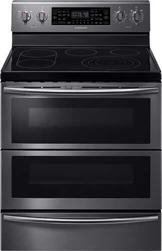 Samsung - Flex Duo™ 5.9 Cu. Ft. Self-Cleaning Freestanding Fingerprint Resistant Double Oven Electric Convection Range - Black stainless steel