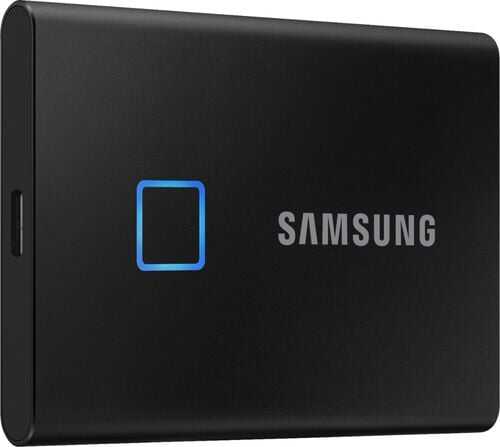 Samsung - Portable T7 Touch 1TB External USB 3.2 Gen 2 Portable Solid State Drive with Hardware Encryption - Black