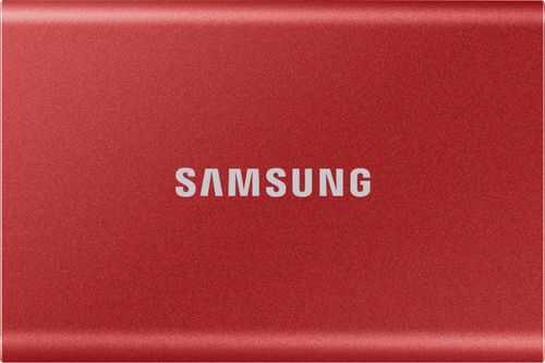 Samsung - T7 2TB External USB 3.2 Gen 2 Portable Solid State Drive with Hardware Encryption - Metallic Red