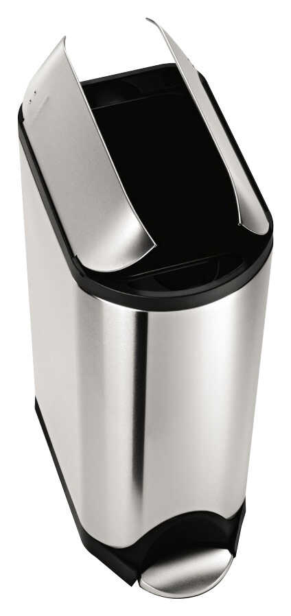 simplehuman 45 Liter / 11.9 Gallon Butterfly Lid Kitchen Step Trash Can, Brushed Stainless Steel - Brushed Stainless Steel
