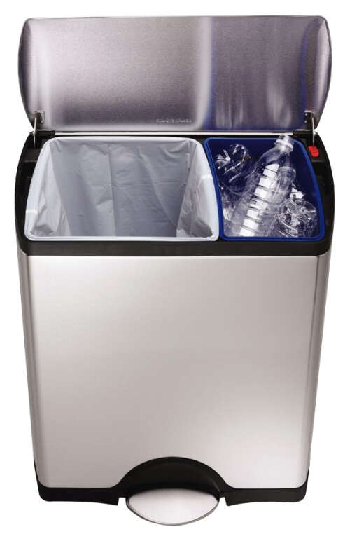 Rent to own simplehuman 46 Liter Dual Compartment Rectangular Step Can, Brushed Stainless Steel - Brushed Stainless Steel
