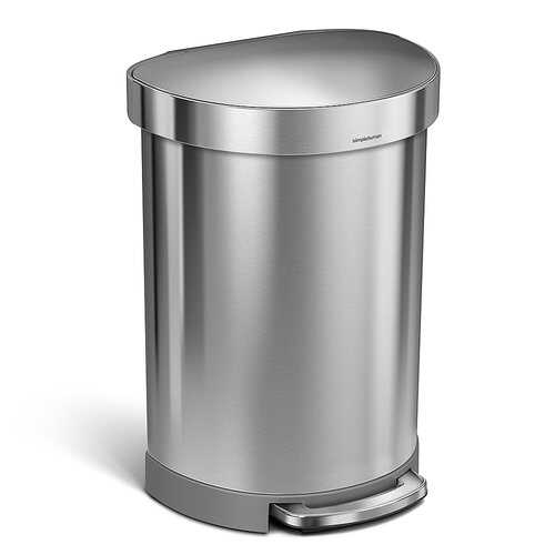 simplehuman 60 Liter Semi-Round Step Can with Liner Rim, Brushed Stainless Steel - Brushed Stainless Steel