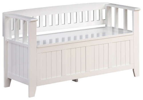 Rent to own Simpli Home - Acadian Entryway Storage Bench With Backrest - White