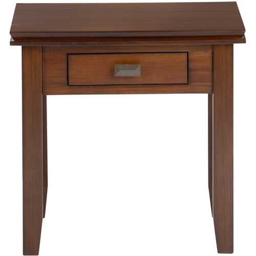 Rent to own Simpli Home - Artisan Square Solid Pine Wood 1-Drawer End Table - Brown