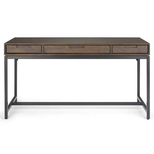 Simpli Home - Banting Solid Hardwood Modern Industrial 60 inch Wide Desk - Walnut Brown