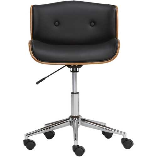 Simpli Home - Dax 5-Pointed Star Chrome and Foam Executive/Computer Chair - Black/Natural