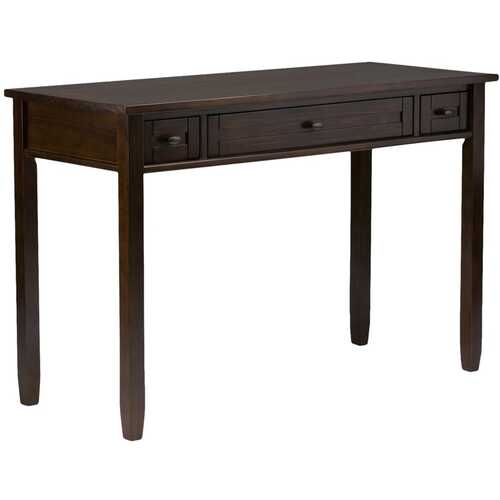 Simpli Home - Warm Shaker Rustic Wood 3-Drawer Writing Desk - Tobacco Brown
