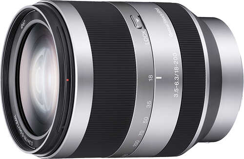 Sony - 18-200mm f/3.5-6.3 Alpha E-Mount Lens for Alpha NEX DSLR Cameras - Silver