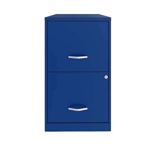 Space Solutions 18in. 2 Drawer Metal File Cabinet, Classic Blue - Classic Blue