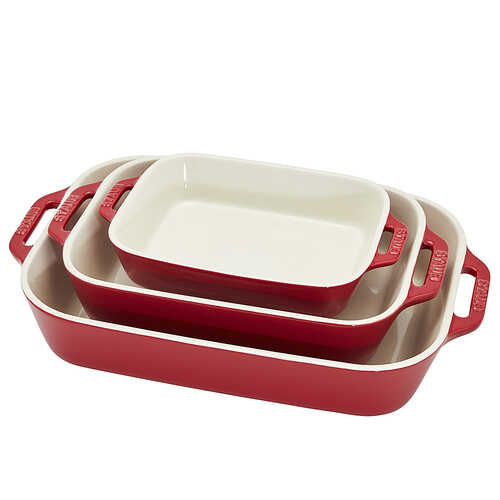 Staub - Ceramics 3-piece Rectangular Baking Dish Set - Cherry