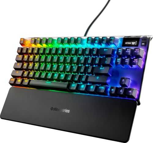 SteelSeries - Apex 7 Wired TKL Gaming Linear & Quiet Mechanical Red Switch Keyboard with RGB Backlighting - Black