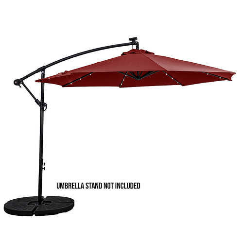 Rent to own Sun Ray - 10' Offset Aluminum Solar Umbrella - Cross Base - Scarlet