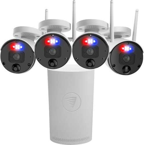 Swann - Enforcer™ 4-Channel, 4-Camera Indoor/Outdoor 4K UHD Wireless Wi-Fi NVR Security Surveillance System w/ 1 TB HDD - White