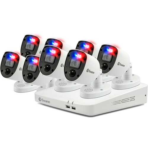 Swann - Enforcer™ 8-Channel, 8-Camera Indoor/Outdoor Wired 4K UHD 2TB DVR Security Camera Surveillance System - White - White