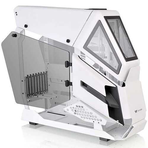 Thermaltake - AH T600 Snow Helicopter Styled Open Frame Tempered Glass Swing Door E-ATX Full Tower Case - Snow
