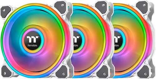 Thermaltake - Riing Quad 120mm 16.8M RGB Color 4 Light Rings 54 Addressable LED 9 Blades Hydraulic Bearing White Case Fan - White