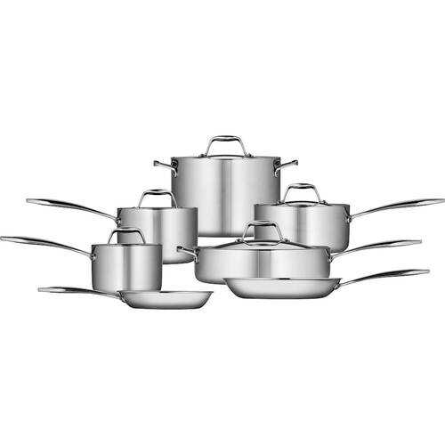 Tramontina - Gourmet Tri-Ply Clad 12-Piece Cookware Set - Stainless Steel