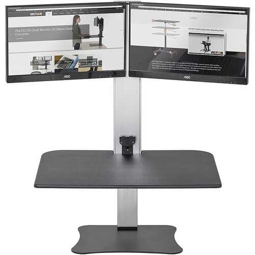 Victor - High Rise Electric Dual Monitor Height Adjustable Standing Desk Workstation - Black, Aluminum