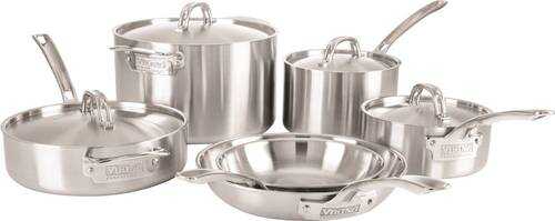 Viking Professional 5 Ply, 10 Piece Cookware Set- Satin - Stainless Steel