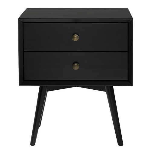 Walker Edison - 25” Modern Solid Wood 2 Drawer Nightstand - Black