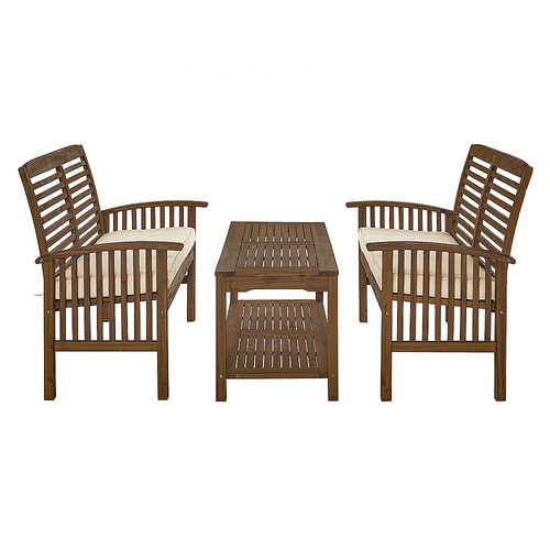 Walker Edison - 3-Piece Acacia Wood Outdoor Patio Dining Set