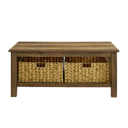 Walker Edison - 40” Mission Style Coffee Table with Storage Bins - Reclaimed barnwood