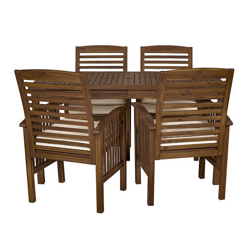 Walker Edison - 5-Piece Everest Patio Dining Set - Dark Brown