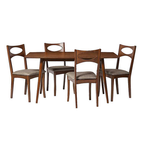Rent to own Walker Edison - 5 Piece Mid Century Modern Dining Table with Upholstered Dining Chairs - Acorn/Acorn