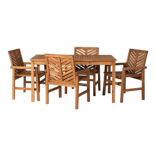 Walker Edison - 5-Piece Windsor Acacia Wood Patio Dining Set - Brown